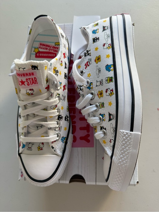 Converse Shoes - New women’s Sz 6.5, 8 Converse White Low Top Shoes with Hello Kitty